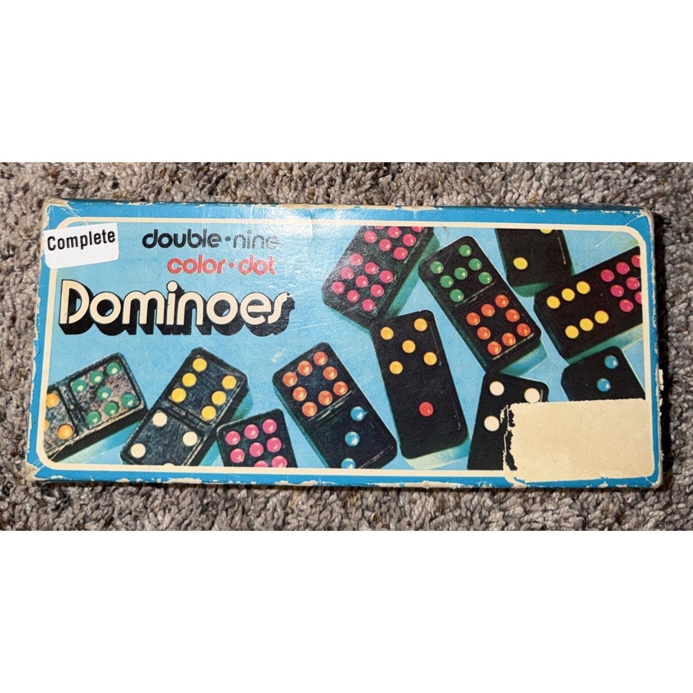 Vintage Whitman Double Nine Color‎ Dot Dominoes Game 56 tiles